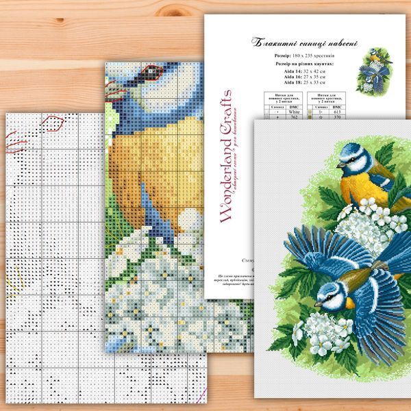 Cross-Stitch Pattern &ndash; "Blue Tits in Spring" WLP-041