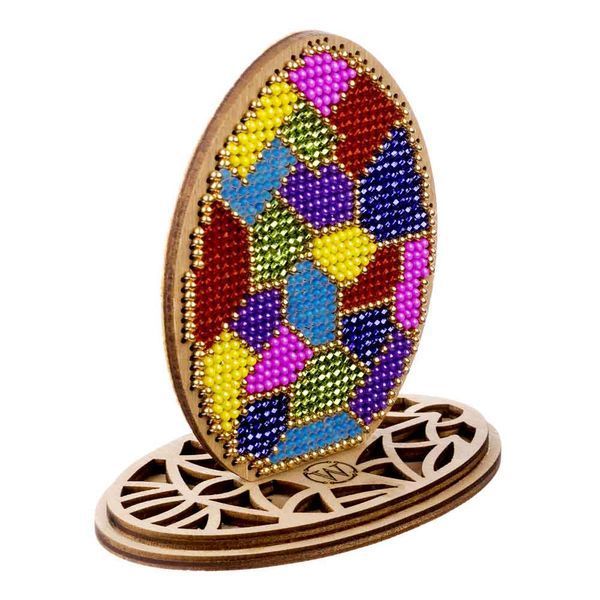 Bead Embroidery Kit on Wood &ndash; &ldquo;Stained Glass Easter Egg&rdquo; FLK-546