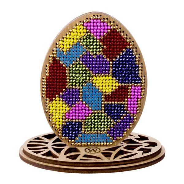 Bead Embroidery Kit on Wood &ndash; &ldquo;Stained Glass Easter Egg&rdquo; FLK-546