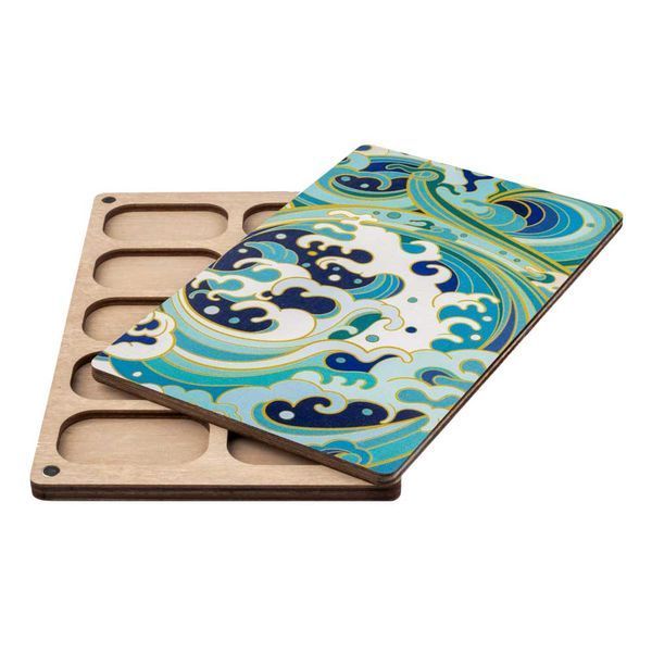 Bead Organizer With Wooden Lid &ndash; &ldquo;Ocean Wave, Rectangular&rdquo; FLZB-218