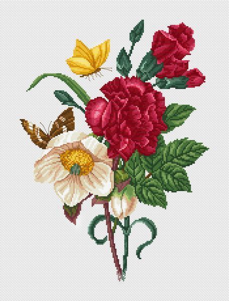 Cross-Stitch Pattern &ndash; "Carnation Bouquet" WLP-107