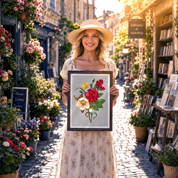 Cross-Stitch Pattern &ndash; "Carnation Bouquet" WLP-107