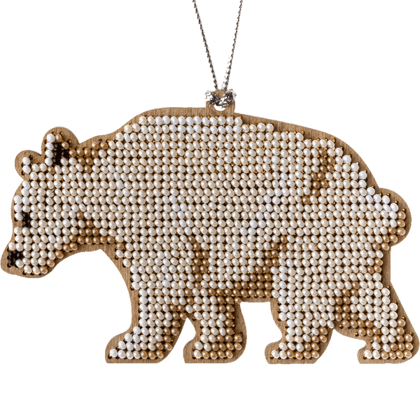 Wooden Bead Embroidery Kit – “Christmas Ornament – White Bear” FLK-213 FLK-213 photo Wooden Bead Embroidery Kit – “Christmas Ornament – White Bear” FLK-213