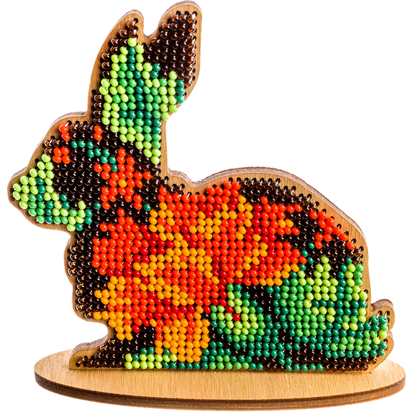 Wooden Bead Embroidery Kit &ndash; &ldquo;Bunny&rdquo; FLK-163
