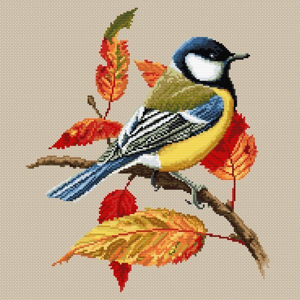 Cross-Stitch Pattern &ndash; "Great Tit on a Branch" WLP-042