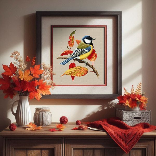 Cross-Stitch Pattern &ndash; "Great Tit on a Branch" WLP-042
