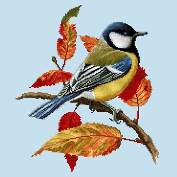 Cross-Stitch Pattern &ndash; "Great Tit on a Branch" WLP-042
