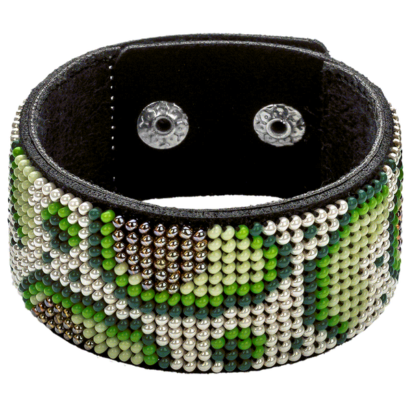 Faux Leather Bead Embroidery Kit &ndash; &ldquo;Bracelet&rdquo; (3 &times; 22 cm) FLBB-046 Black