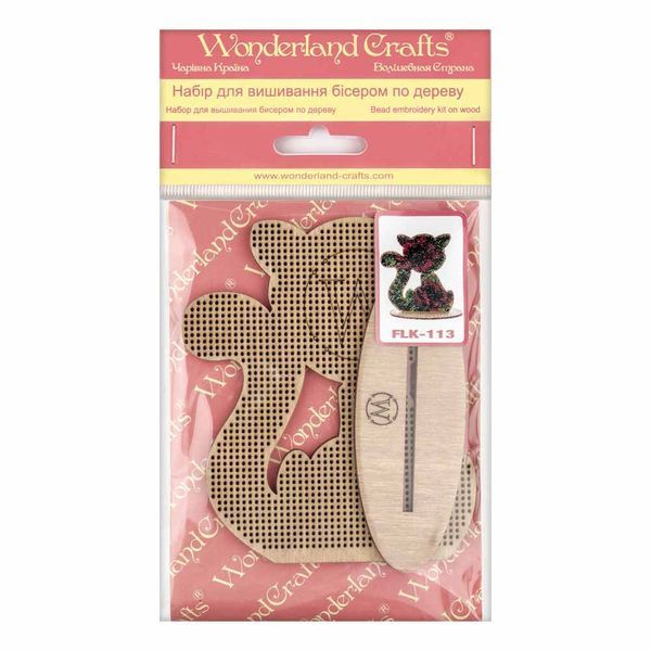 Wooden Bead Embroidery Kit &ndash; &ldquo;Cat&rdquo; FLK-113