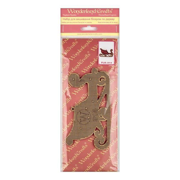 Wooden Bead Embroidery Kit &ndash; &ldquo;Christmas Ornament &ndash; Golden Motifs &ndash; Sleigh&rdquo; FLK-314