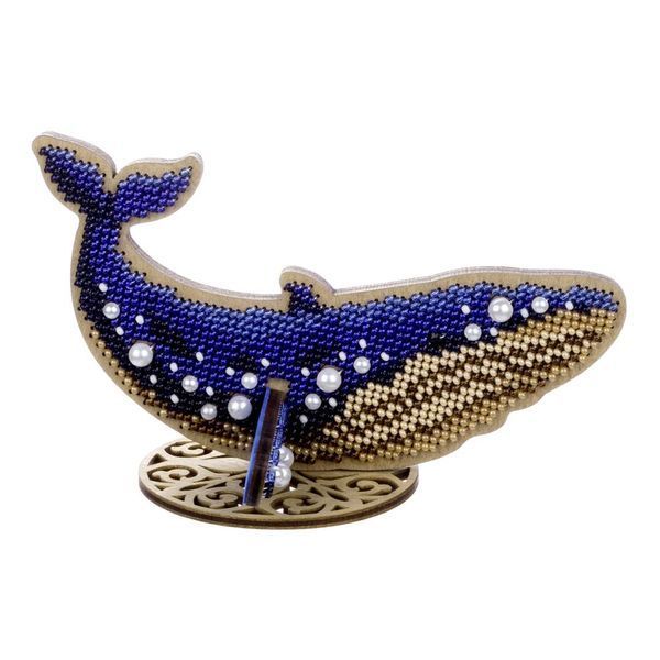 Wooden Bead Embroidery Kit &ndash; &ldquo;Blue Whale&rdquo; FLK-582
