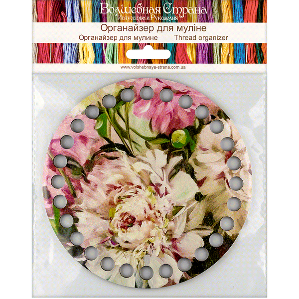 Floss Organizer &ndash; &ldquo;Peonies, Round&rdquo; FLZ(P)-047