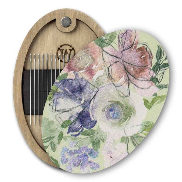 Magnetic Needle Case Oval &ndash; &ldquo;Watercolor Flowers&rdquo; FLZB(N)-168