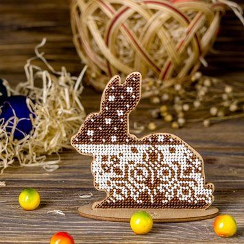 Wooden Bead Embroidery Kit &ndash; &ldquo;Bunny&rdquo; FLK-265