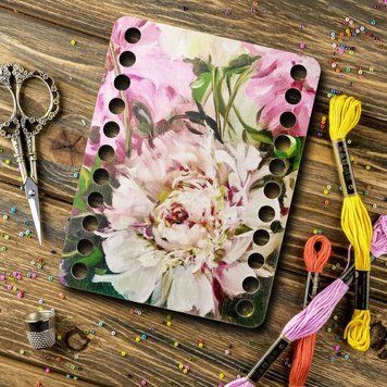 Floss Organizer &ndash; &ldquo;Peonies, Rectangular&rdquo; FLZ(P)-048