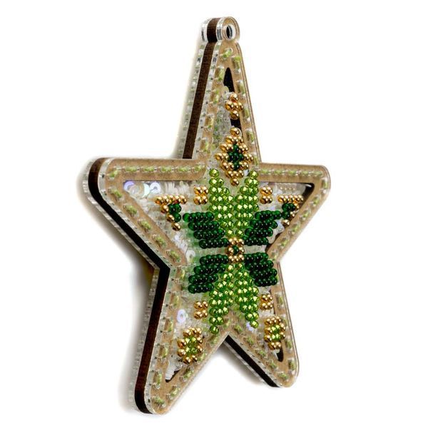 Bead Embroidery Kit (Plastic Base) &ndash; &ldquo;Christmas Ornament &ndash; Festive Star&rdquo; (Double-Sided) FLPL-069