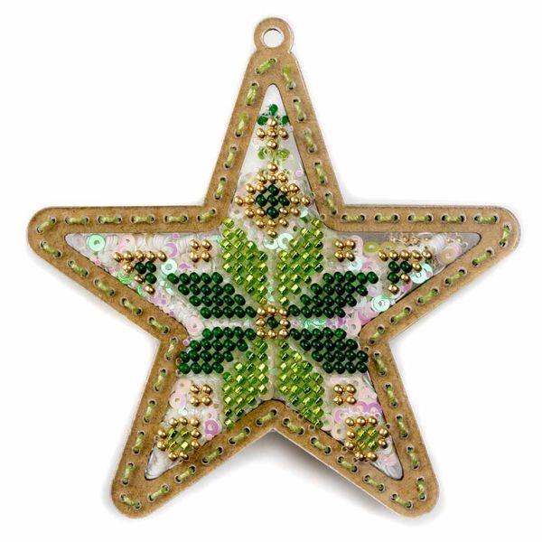 Bead Embroidery Kit (Plastic Base) &ndash; &ldquo;Christmas Ornament &ndash; Festive Star&rdquo; (Double-Sided) FLPL-069