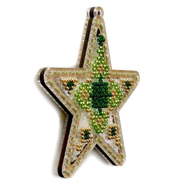 Bead Embroidery Kit (Plastic Base) &ndash; &ldquo;Christmas Ornament &ndash; Festive Star&rdquo; (Double-Sided) FLPL-069