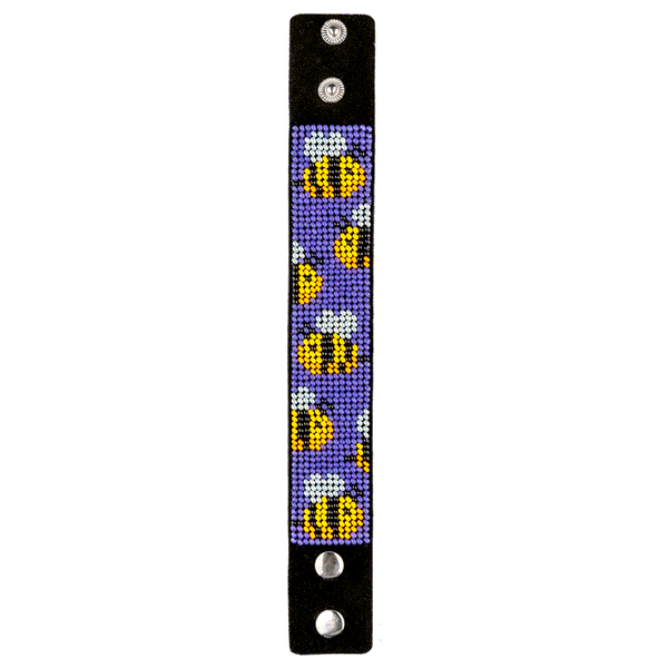 Faux Leather Bead Embroidery Kit &ndash; &ldquo;Bracelet&rdquo; (3 &times; 22 cm) FLBB-047 Black