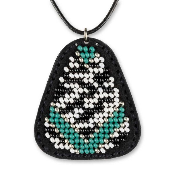 Faux Leather Bead Embroidery Kit &ndash; &ldquo;Pendant&rdquo; FLBB-082 Black