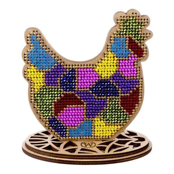 Bead Embroidery Kit on Wood &ndash; &ldquo;Stained Glass Hen&rdquo; FLK-548