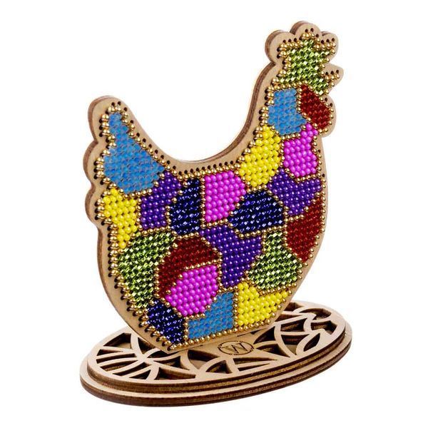 Bead Embroidery Kit on Wood &ndash; &ldquo;Stained Glass Hen&rdquo; FLK-548