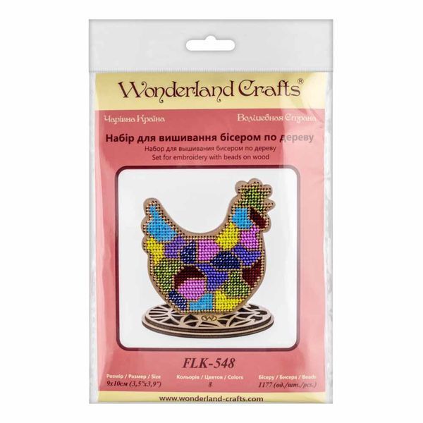 Bead Embroidery Kit on Wood &ndash; &ldquo;Stained Glass Hen&rdquo; FLK-548