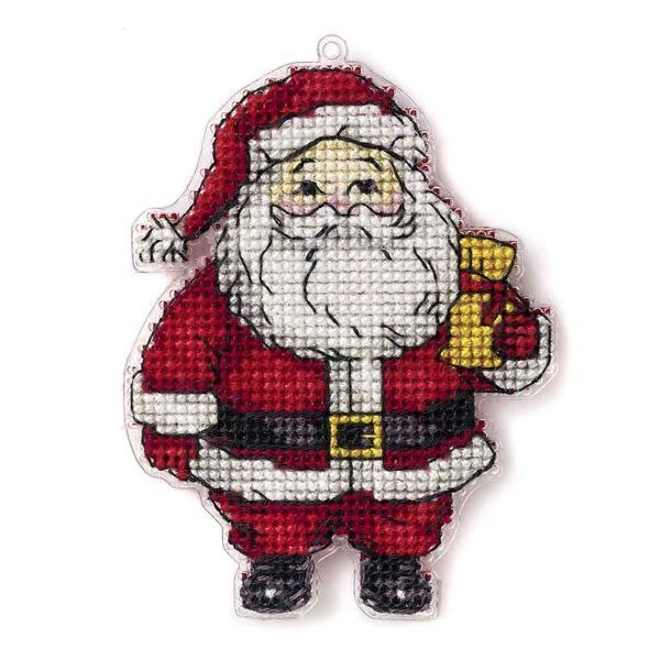 Plastic Cross-Stitch Kit &ndash; "Christmas Ornament &ndash; Santa Claus" FLX-024