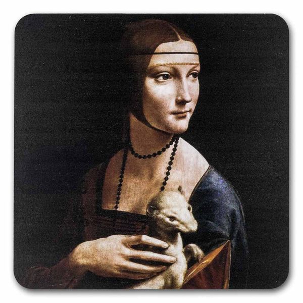 Bead Organizer With Wooden Lid &ndash; &ldquo;Lady with an Ermine, Square&rdquo; FLZB-220