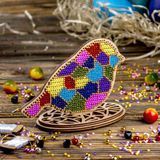 Wooden Bead Embroidery Kit &ndash; &ldquo;Stained Glass Bird&rdquo; FLK-549