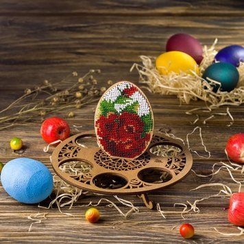 Wooden Bead Embroidery Kit &ndash; &ldquo;Easter Egg Stand &ndash; Egg&rdquo; FLK-165