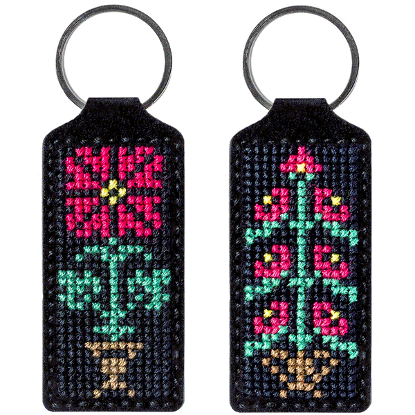 Faux Leather Cross-Stitch Kit &ndash; &ldquo;Keychain&rdquo; FLHL-025 Black
