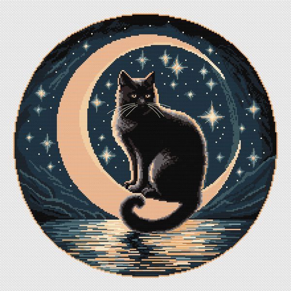 Cross-Stitch Pattern &ndash; "Le Chat Noir" WLP-007