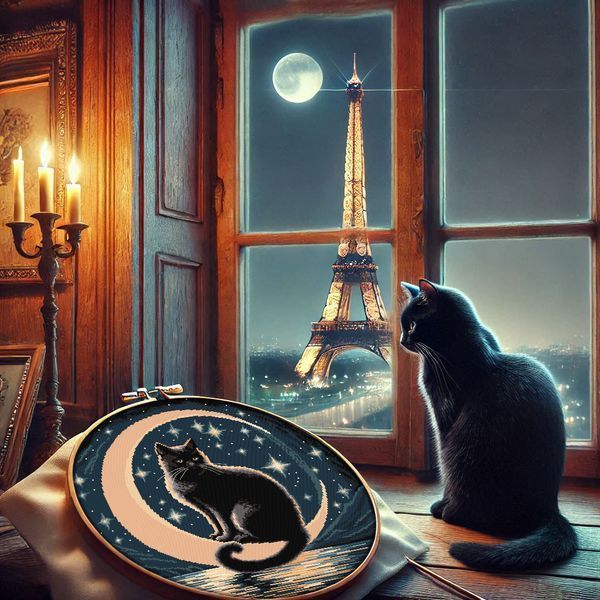 Cross-Stitch Pattern &ndash; "Le Chat Noir" WLP-007