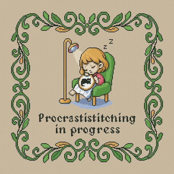 Cross-Stitch Pattern &ndash; "Procrastistitching" WLP-049