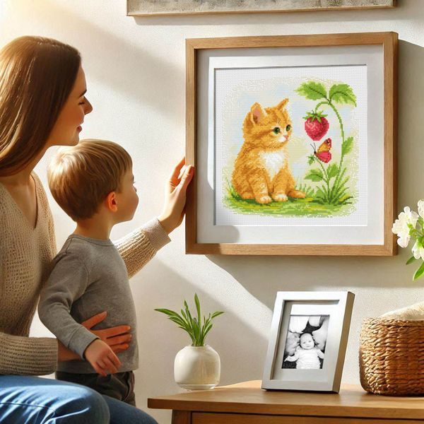 Cross-Stitch Pattern &ndash; "Kitten and Butterfly" WLP-055