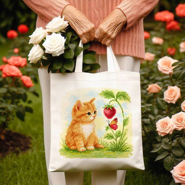 Cross-Stitch Pattern &ndash; "Kitten and Butterfly" WLP-055