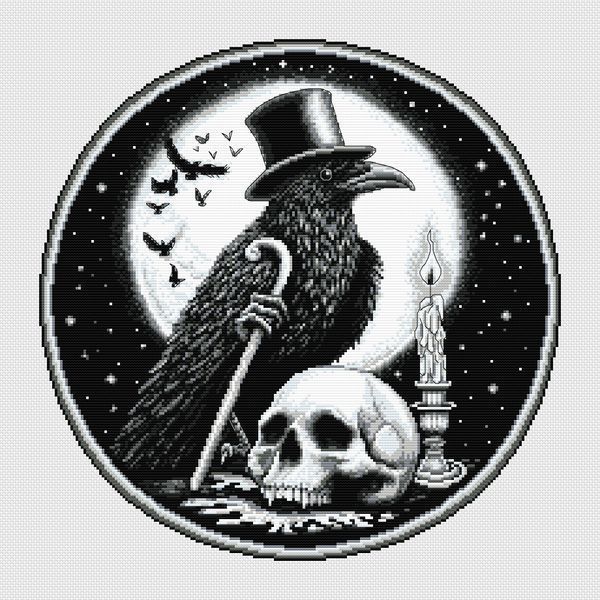 Cross-Stitch Pattern &ndash; "Wise Raven" WLP-028