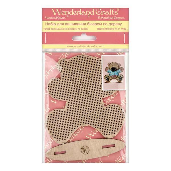 Wooden Bead Embroidery Kit &ndash; &ldquo;Teddy Bear&rdquo; FLK-115