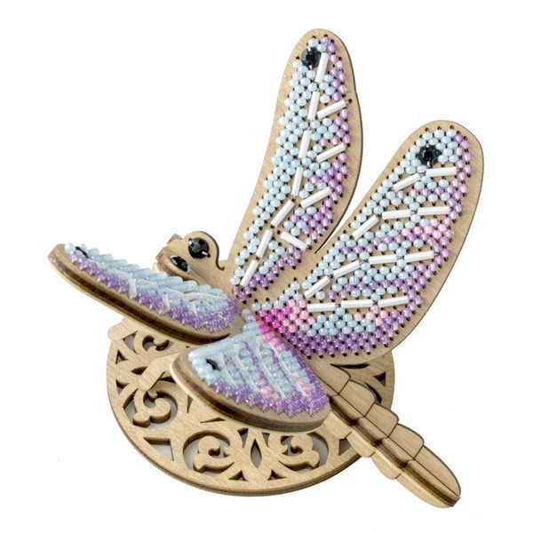 Wooden Bead Embroidery Kit &ndash; &ldquo;Dragonfly&rdquo; FLK-584
