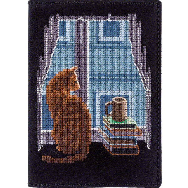 Faux Leather Cross-Stitch Kit &ndash; &ldquo;Passport Cover&rdquo; FLHL-047 Black