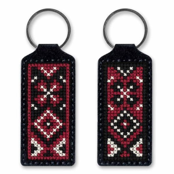 Faux Leather Cross-Stitch Kit &ndash; &ldquo;Keychain&rdquo; FLHL-064 Black