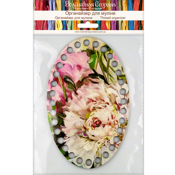 Floss Organizer &ndash; &ldquo;Peonies, Oval&rdquo; FLZ(P)-049