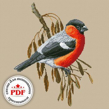 Cross-Stitch Pattern &ndash; "Bullfinch on a Branch" WLP-043