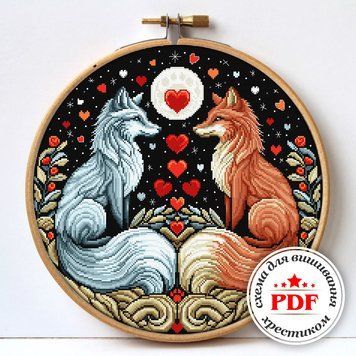 Cross-Stitch Pattern &ndash; "Foxes in Love" WLP-008
