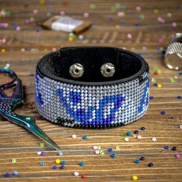 Faux Leather Bead Embroidery Kit &ndash; &ldquo;Bracelet&rdquo; (3 &times; 22 cm) FLBB-049 Black