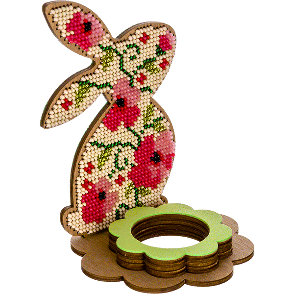 Wooden Bead Embroidery Kit &ndash; &ldquo;Egg Stand &ndash; Bunny&rdquo; FLK-267