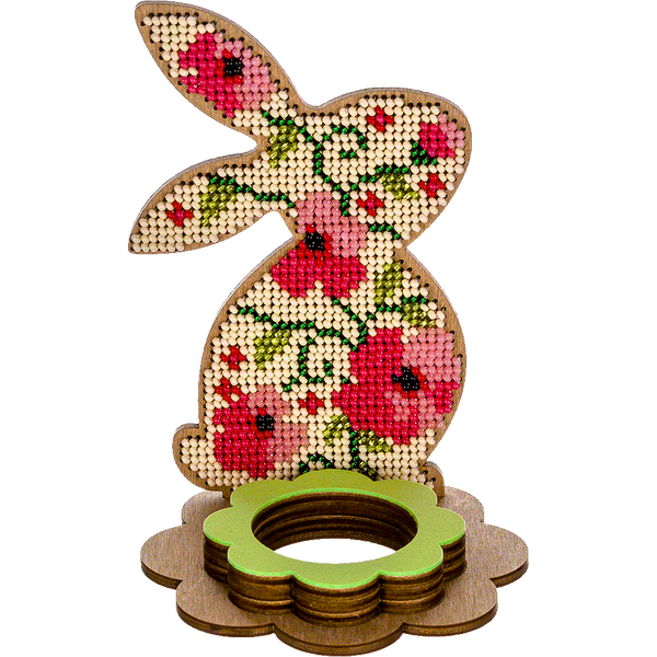 Wooden Bead Embroidery Kit &ndash; &ldquo;Egg Stand &ndash; Bunny&rdquo; FLK-267