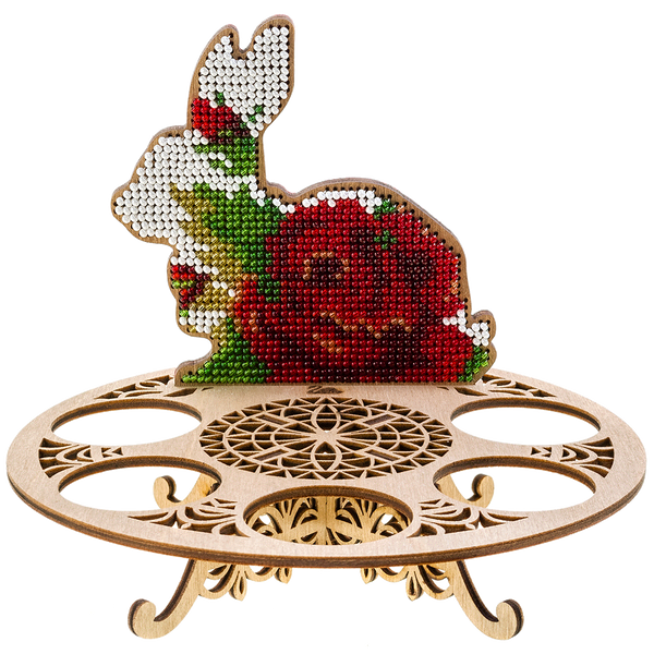 Wooden Bead Embroidery Kit &ndash; &ldquo;Easter Egg Stand &ndash; Bunny&rdquo; FLK-166