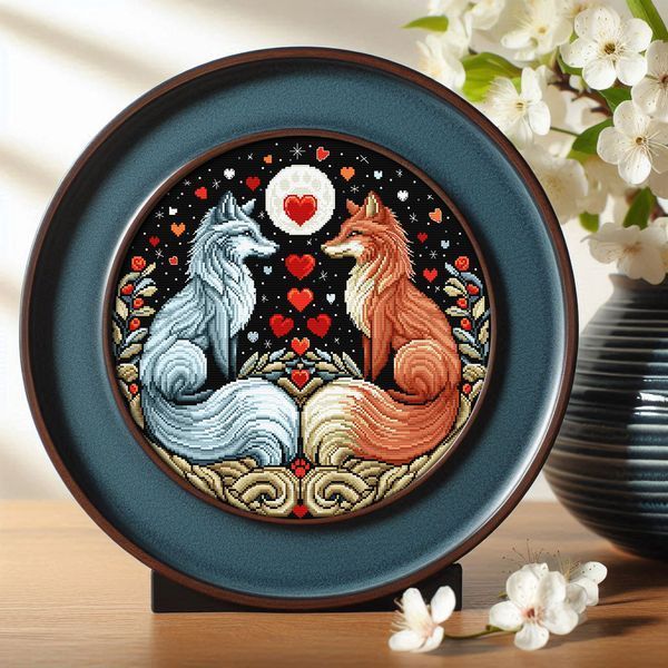 Cross-Stitch Pattern &ndash; "Foxes in Love" WLP-008